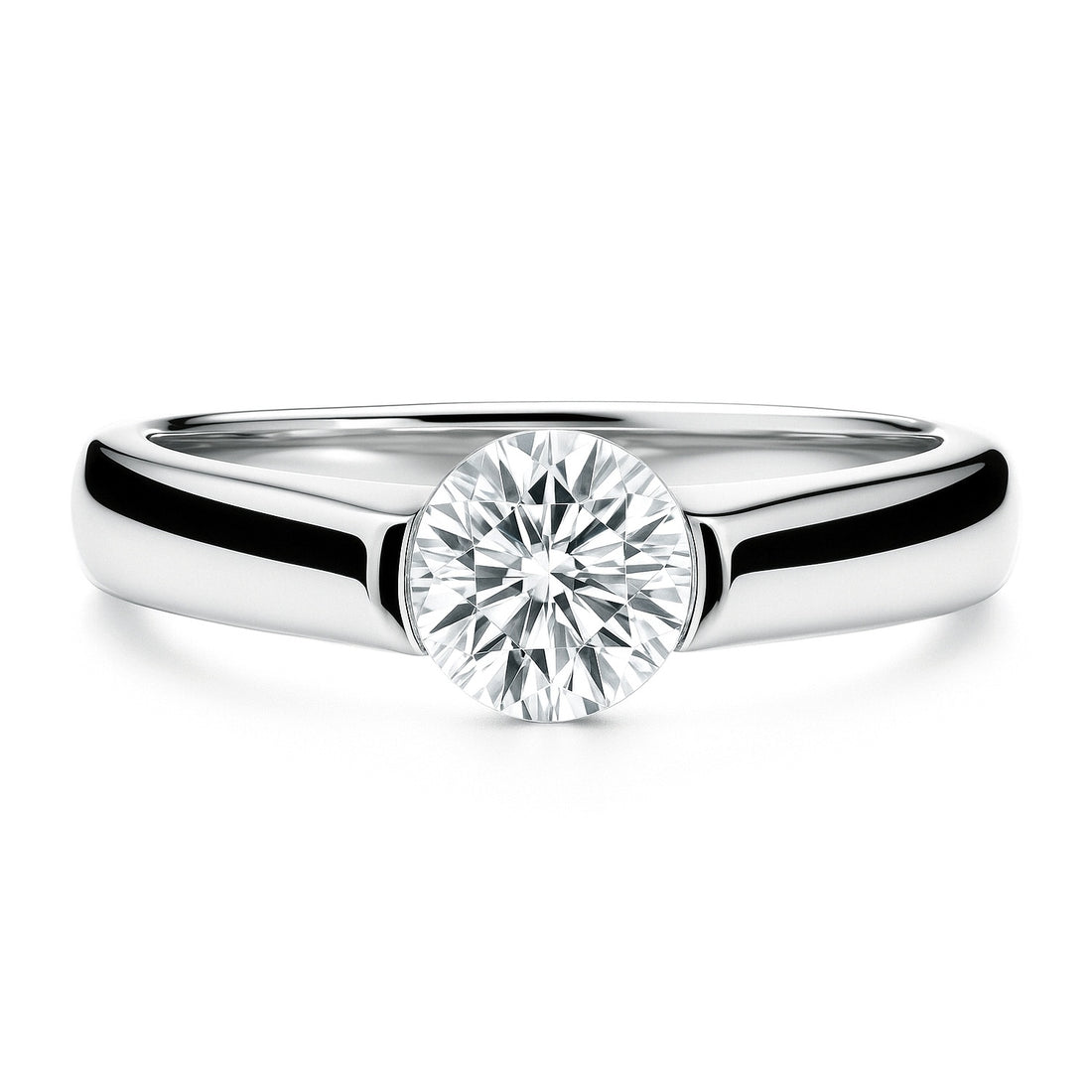 Solitaire 0.8ct Bezel CZ Ring in Sterling Silver