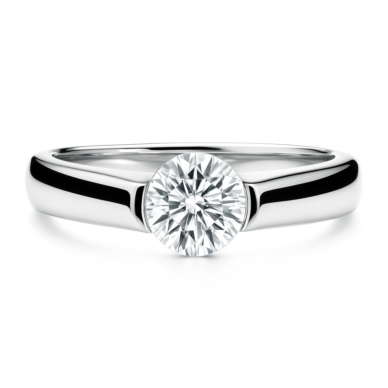 Solitaire 0.8ct Bezel CZ Ring in Sterling Silver, 1 of 12