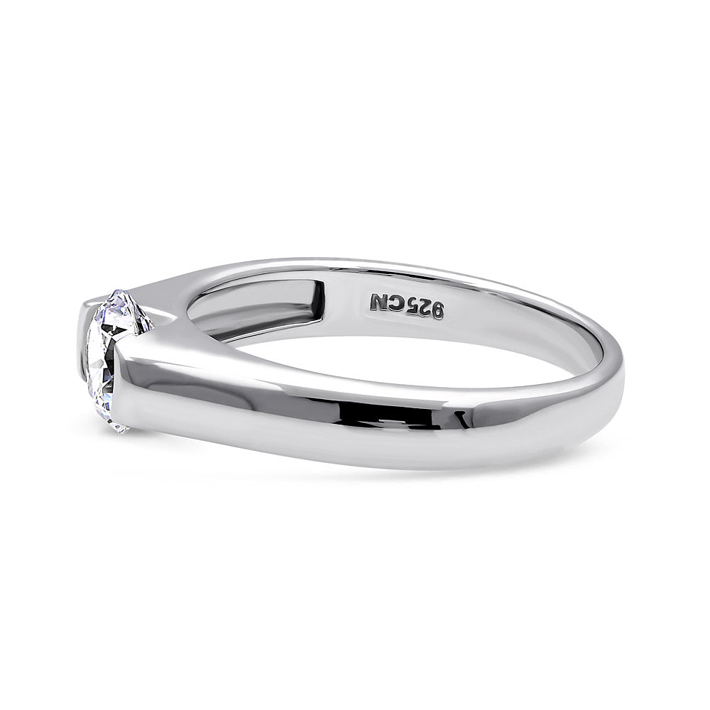 Angle view of Solitaire 0.8ct Bezel CZ Ring in Sterling Silver, 5 of 12