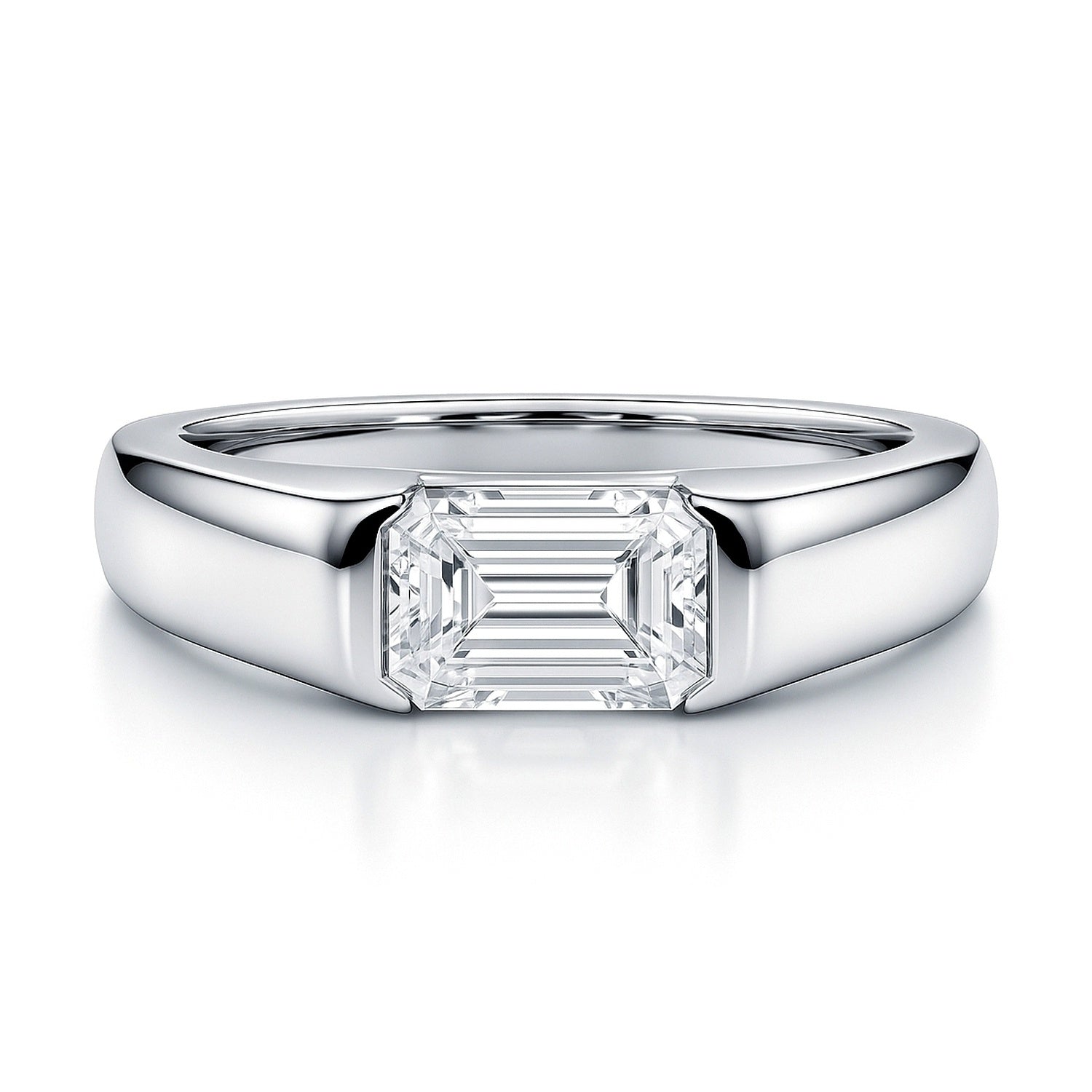 East-West Solitaire 1ct Bezel CZ Ring in Sterling Silver, 1 of 13