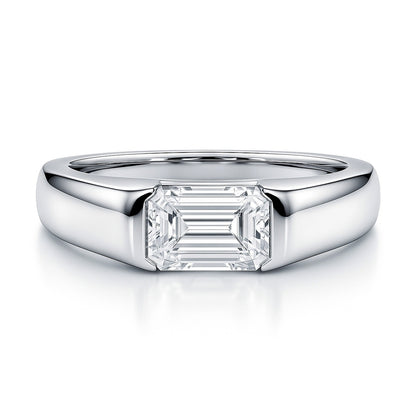 East-West Solitaire 1ct Bezel CZ Ring in Sterling Silver
