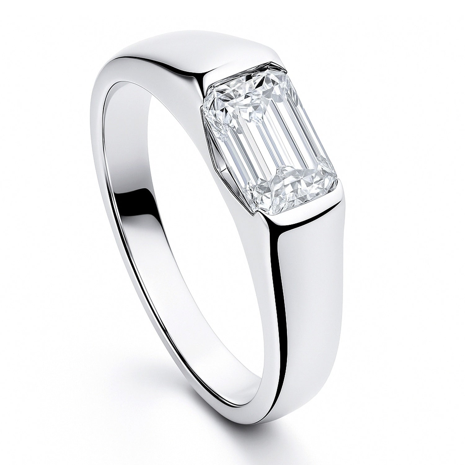 East-West Solitaire 1ct Bezel CZ Ring in Sterling Silver, 4 of 13