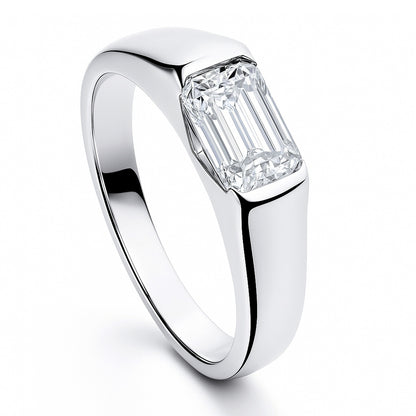 East-West Solitaire 1ct Bezel CZ Ring in Sterling Silver