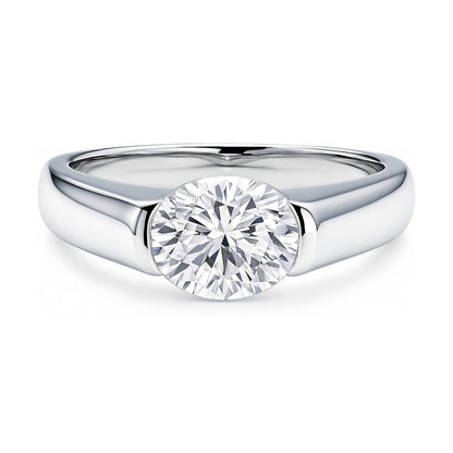Solitaire East-West 1.2ct Bezel Oval CZ Ring in Sterling Silver