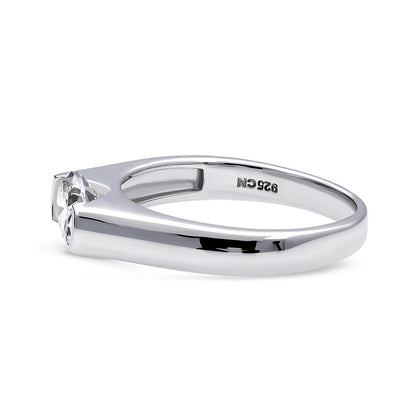 Solitaire East-West 1.2ct Bezel Oval CZ Ring in Sterling Silver