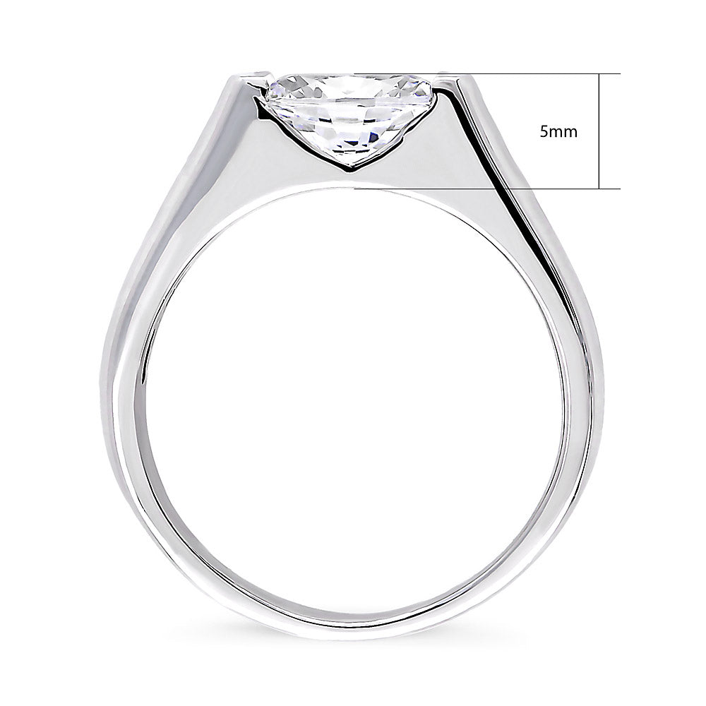 Alternate view of Solitaire 1.2ct Half Bezel Set Oval CZ Ring in Sterling Silver, 6 of 7