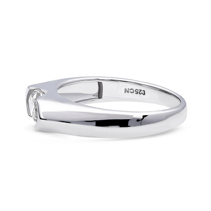 East-West Solitaire 1ct Bezel CZ Ring in Sterling Silver