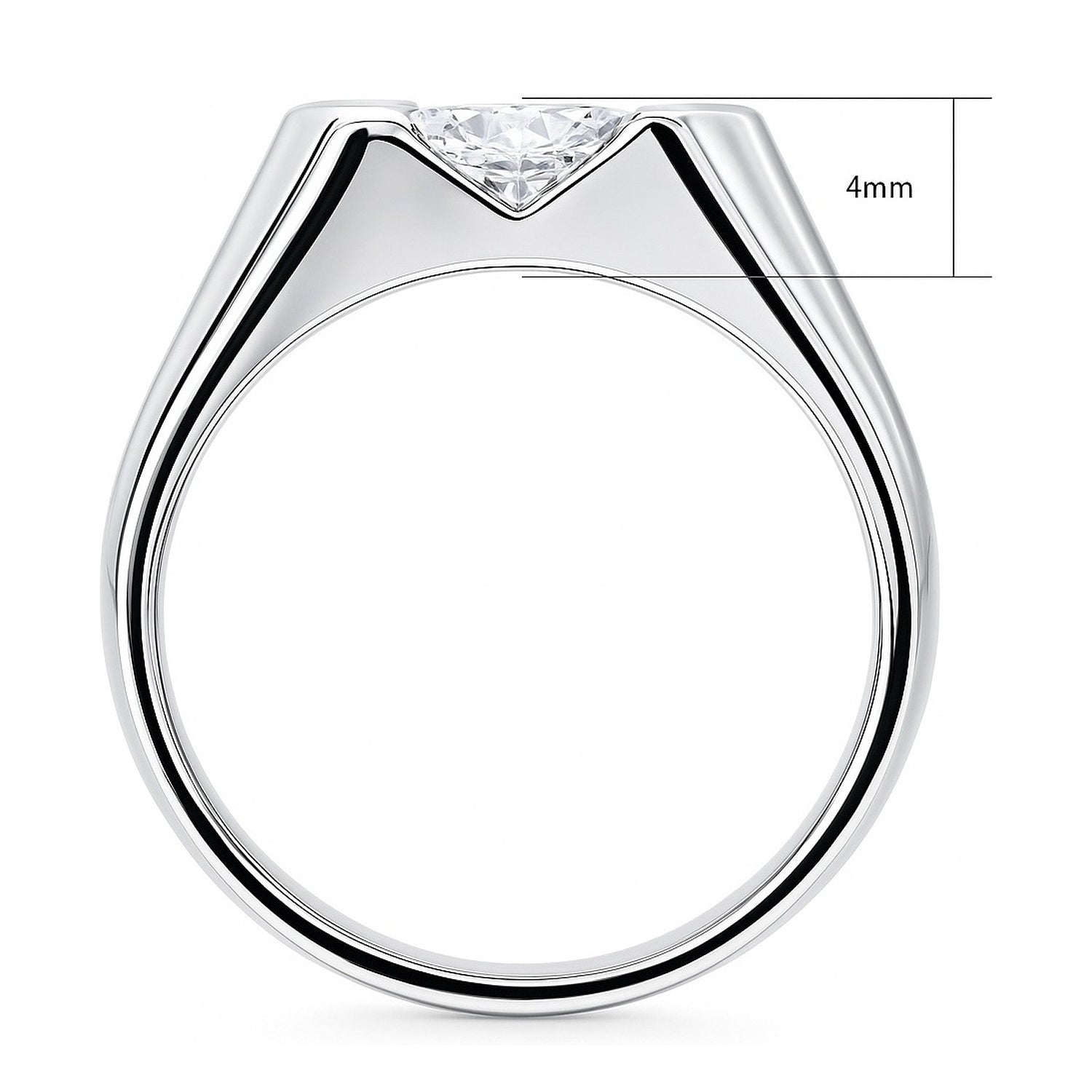 East-West Solitaire 1ct Bezel CZ Ring in Sterling Silver