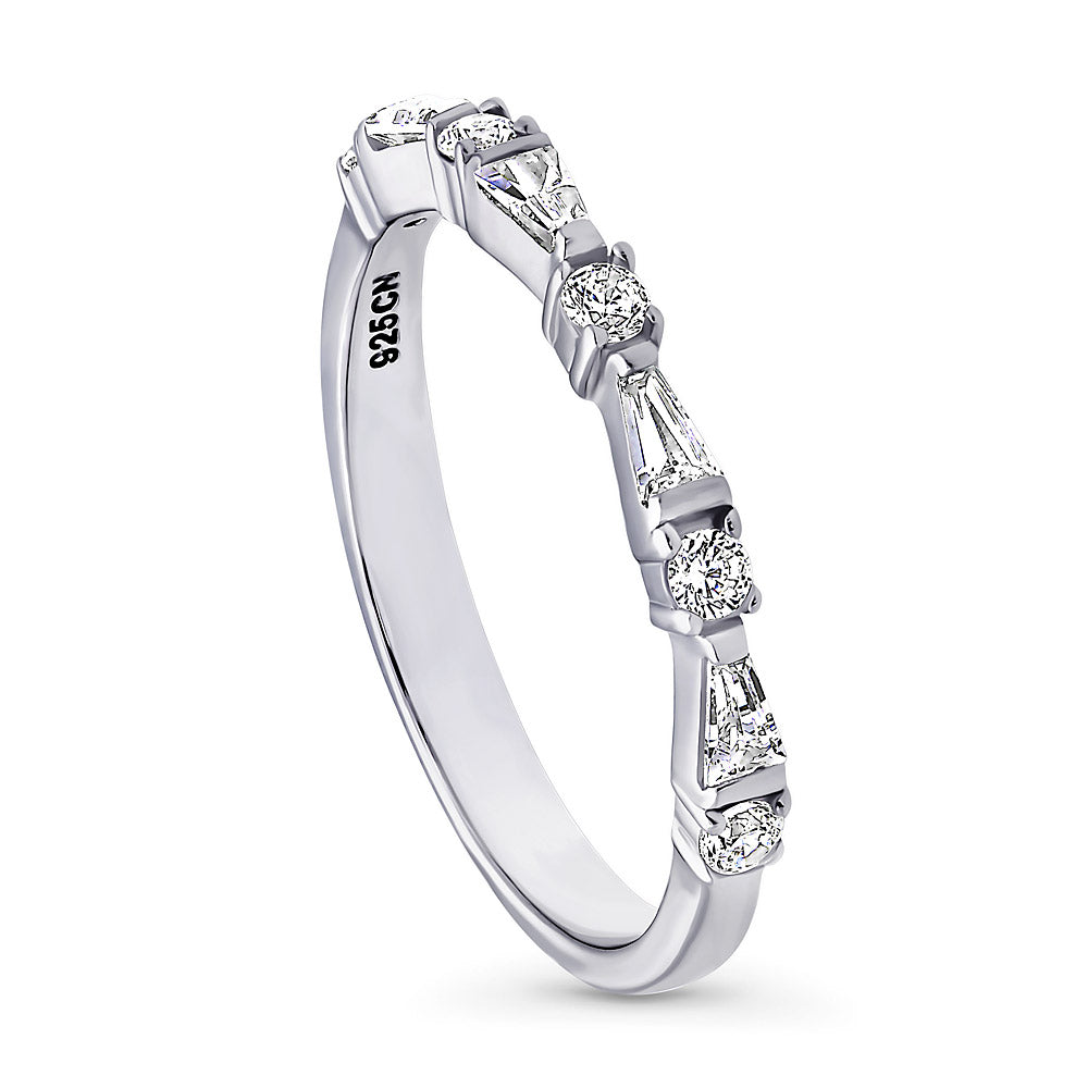 Front view of Art Deco CZ Half Eternity Ring in Sterling Silver, 2 of 5