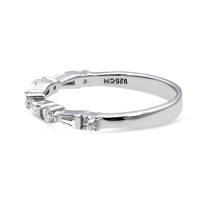 Art Deco CZ Eternity Ring in Sterling Silver