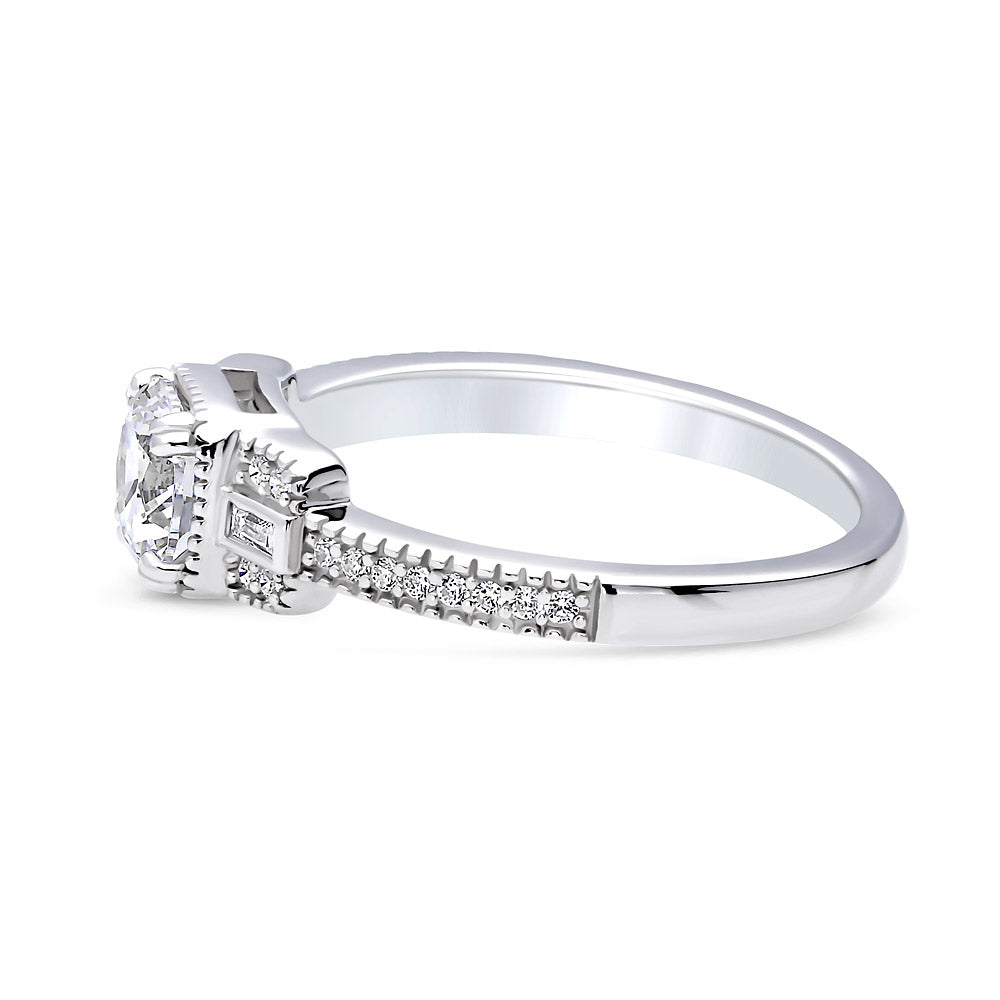 Angle view of Art Deco CZ Ring in Sterling Silver, 5 of 9
