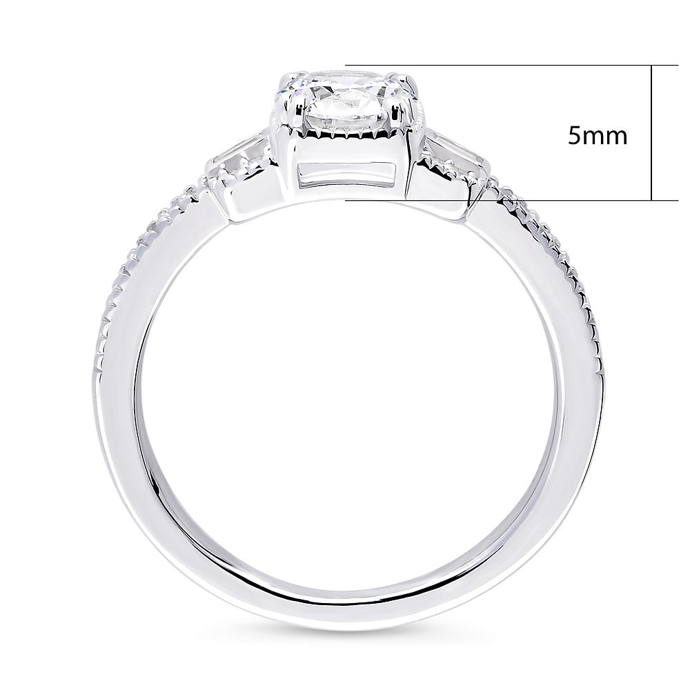 Silver Vintage Inspired Art Deco Cubic Zirconia Fashion Ring