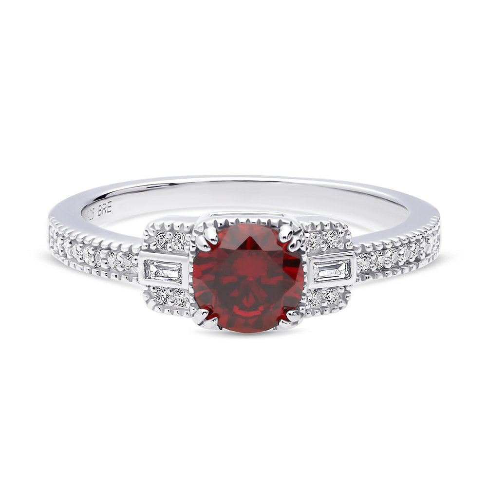 Art Deco Red CZ Ring in Sterling Silver