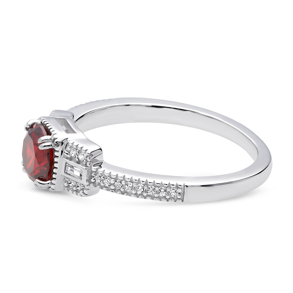 Art Deco Red CZ Ring in Sterling Silver