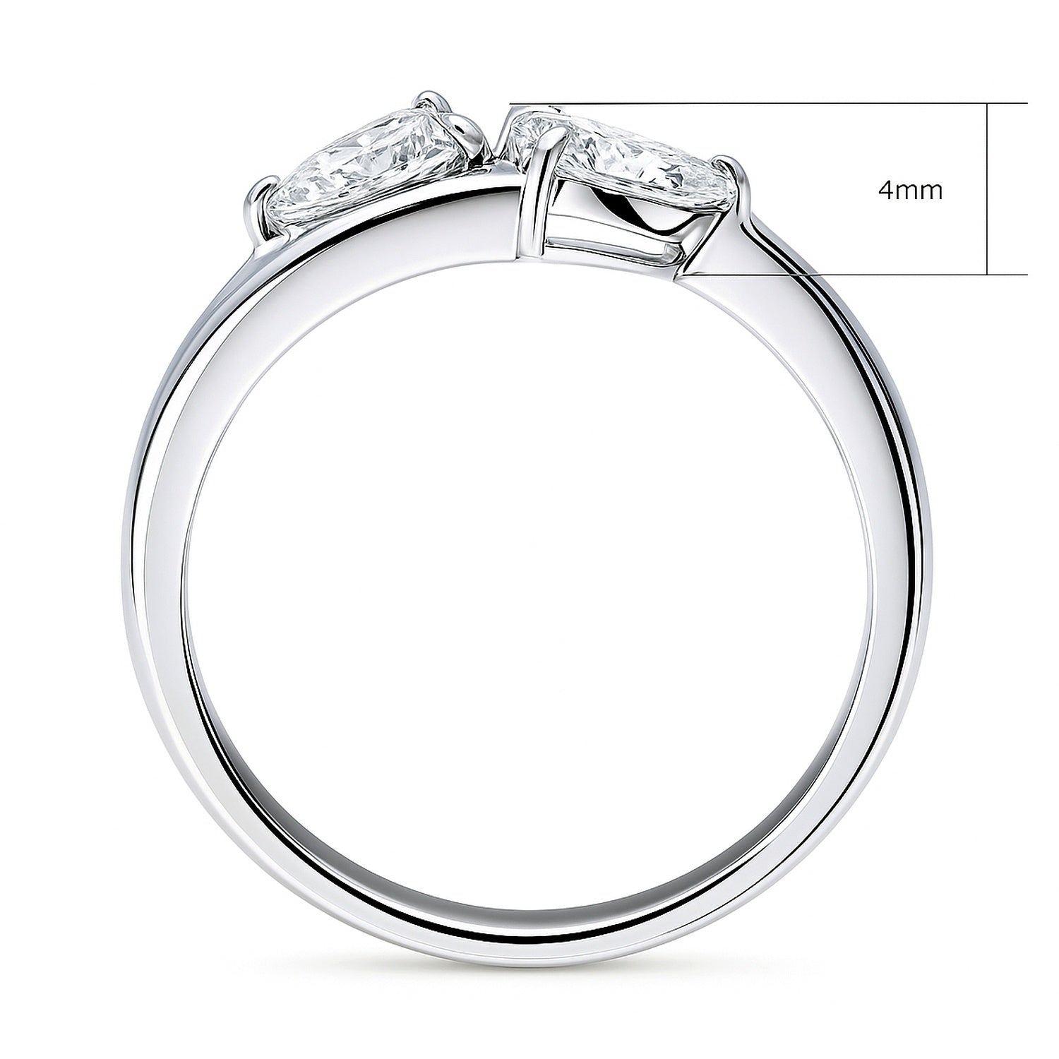 Bypass 2-Stone CZ Split Shank Ring in Sterling Silver, 8 of 9