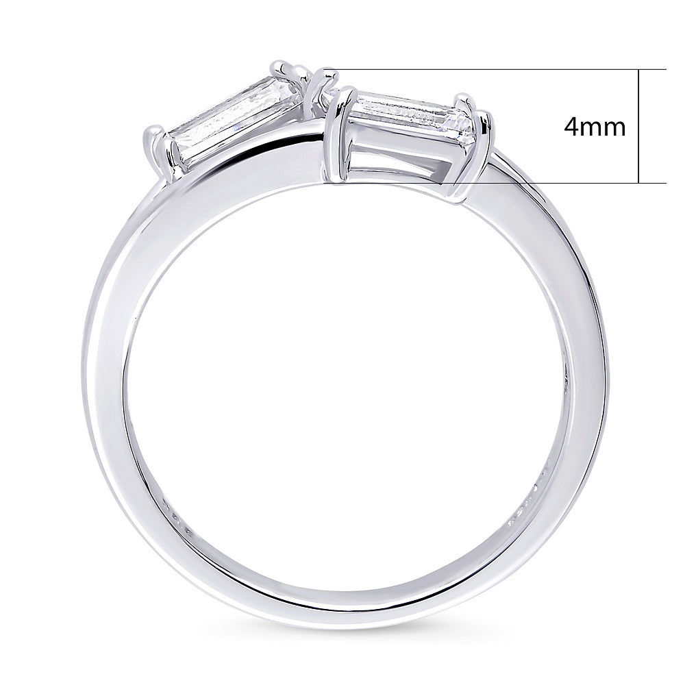 Alternate view of Bypass 2-Stone CZ Split Shank Ring in Sterling Silver, 8 of 9
