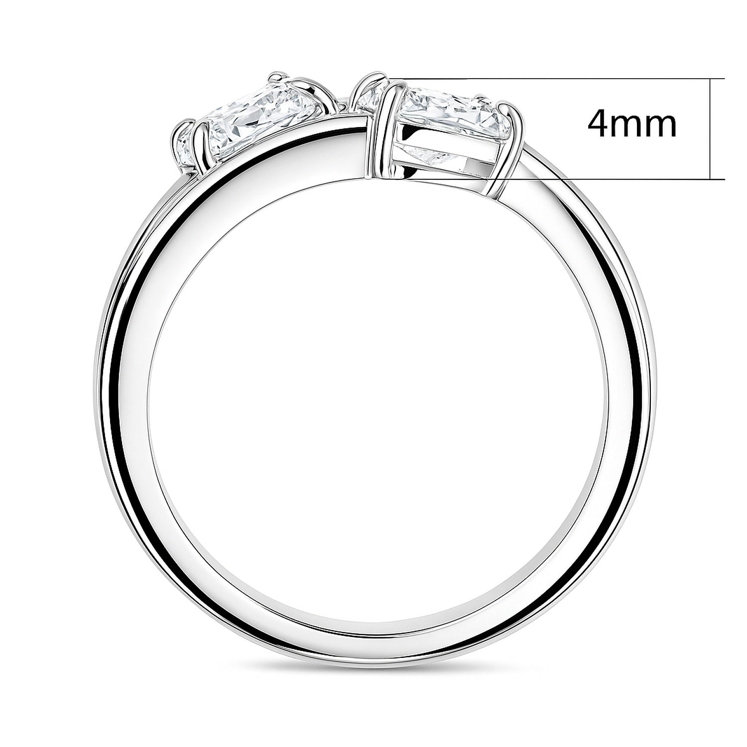 Bypass 2-Stone CZ Split Shank Ring in Sterling Silver, 8 of 12