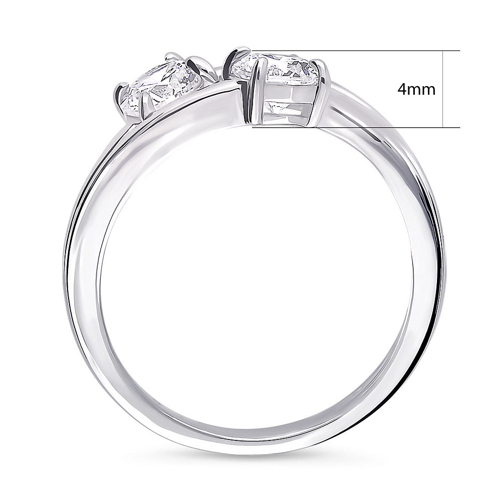 Alternate view of Bypass 2-Stone CZ Split Shank Ring in Sterling Silver, 8 of 11