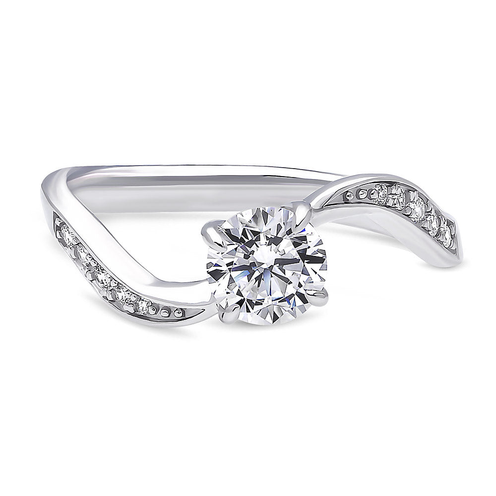 Solitaire Woven 0.8ct CZ Ring in Sterling Silver