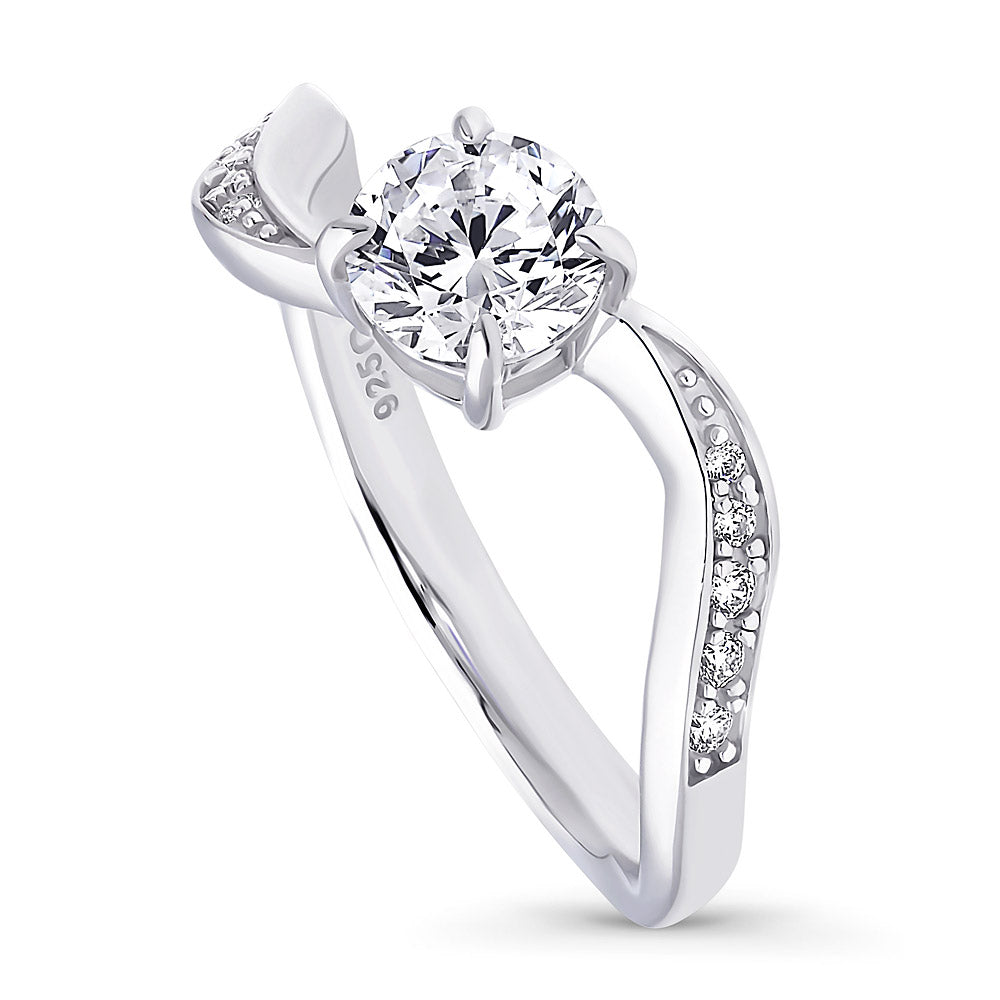 Solitaire Woven 0.8ct CZ Ring in Sterling Silver