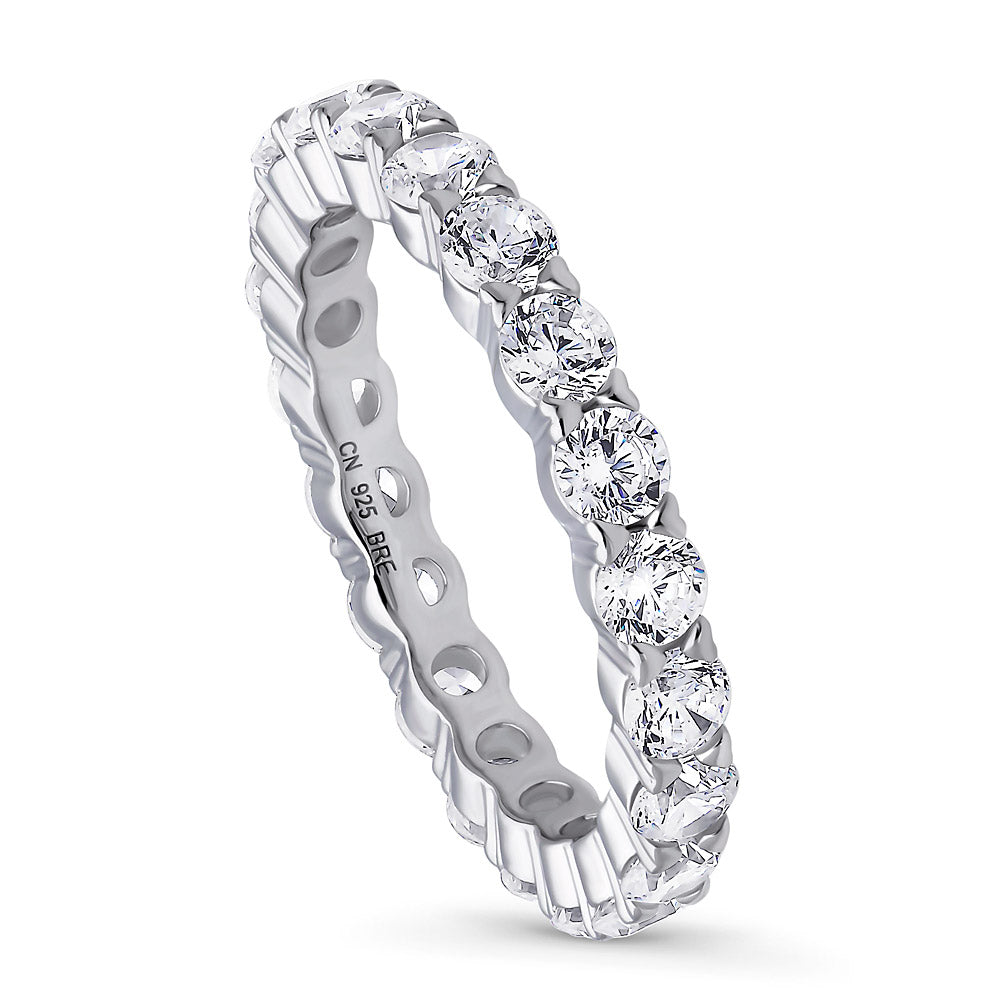 Front view of Pave CZ Eternity Ring in Sterling Silver, 2 of 4