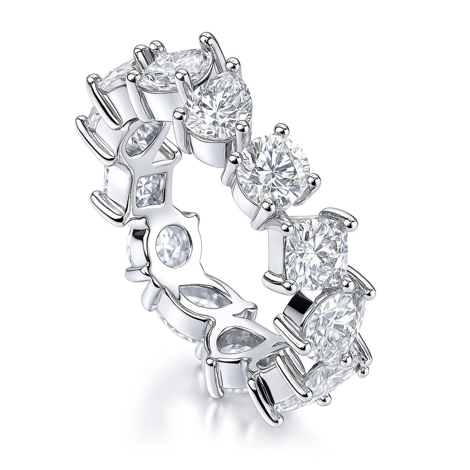 Cluster CZ Eternity Ring in Sterling Silver, 4 of 8