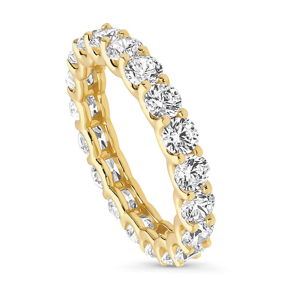 Front view of Pave CZ Eternity Ring in Gold Flashed Sterling Silver, 4 of 9