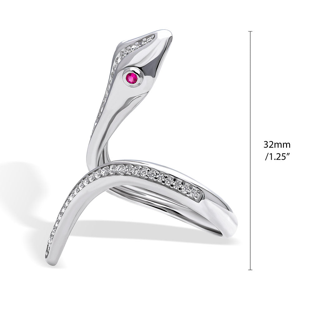 Snake CZ Ring in Sterling Silver