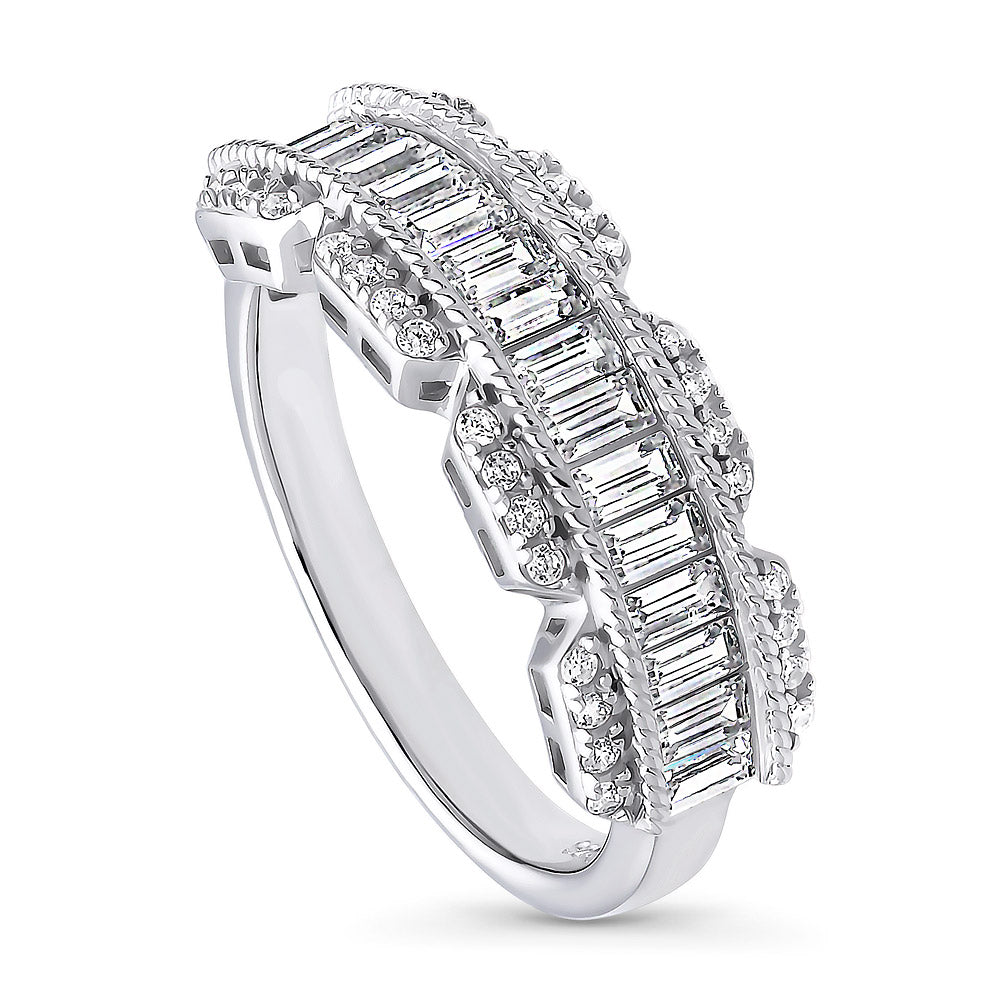 Front view of Art Deco CZ Band Ring in Sterling Silver, 4 of 11