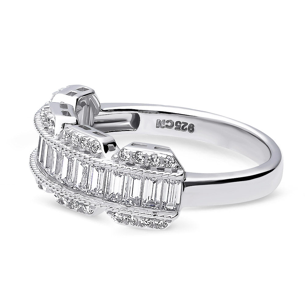 Angle view of Art Deco CZ Band Ring in Sterling Silver, 5 of 11