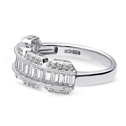 Art Deco CZ Band Ring in Sterling Silver