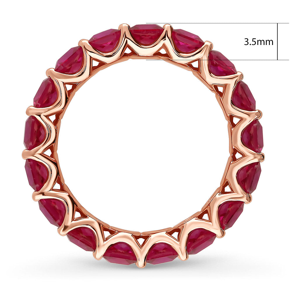 Angle view of Red Pave CZ Eternity Ring in Rose Gold Flashed Sterling Silver, 5 of 8