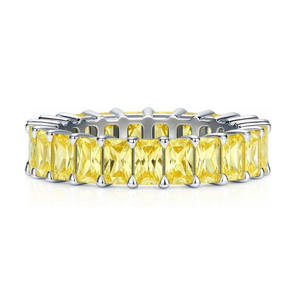 Canary Yellow Pave Radiant CZ Eternity Ring in Sterling Silver
