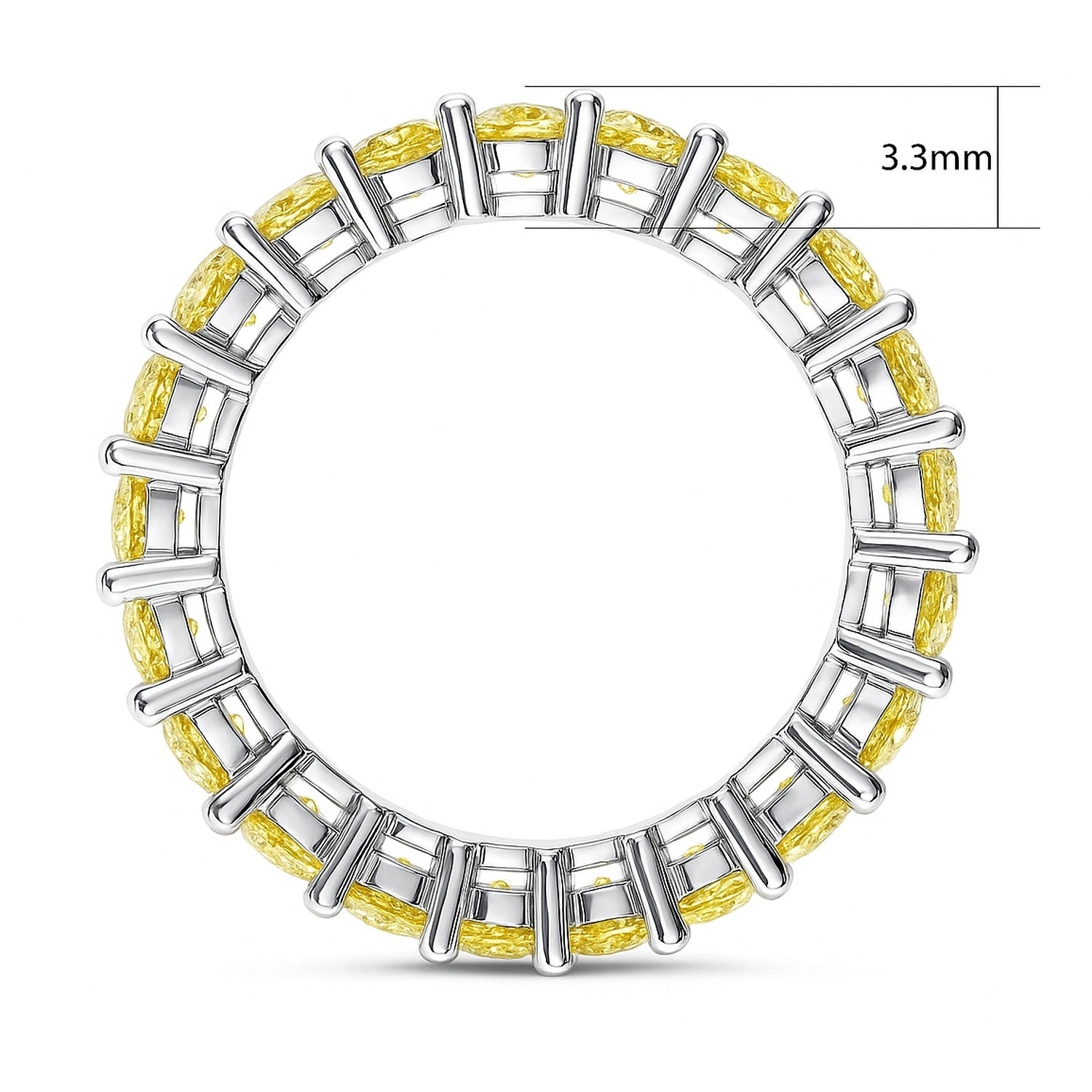 Canary Yellow Pave Radiant CZ Eternity Ring in Sterling Silver