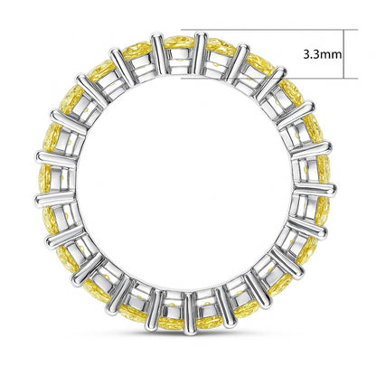 Canary Yellow Pave Radiant CZ Eternity Ring in Sterling Silver