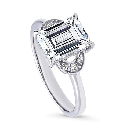 Crescent Moon Solitaire 2.6ct CZ Ring in Sterling Silver