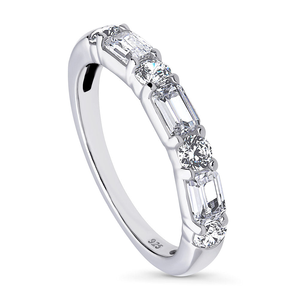 Front view of Art Deco Pave CZ Eternity Ring in Sterling Silver, 4 of 7