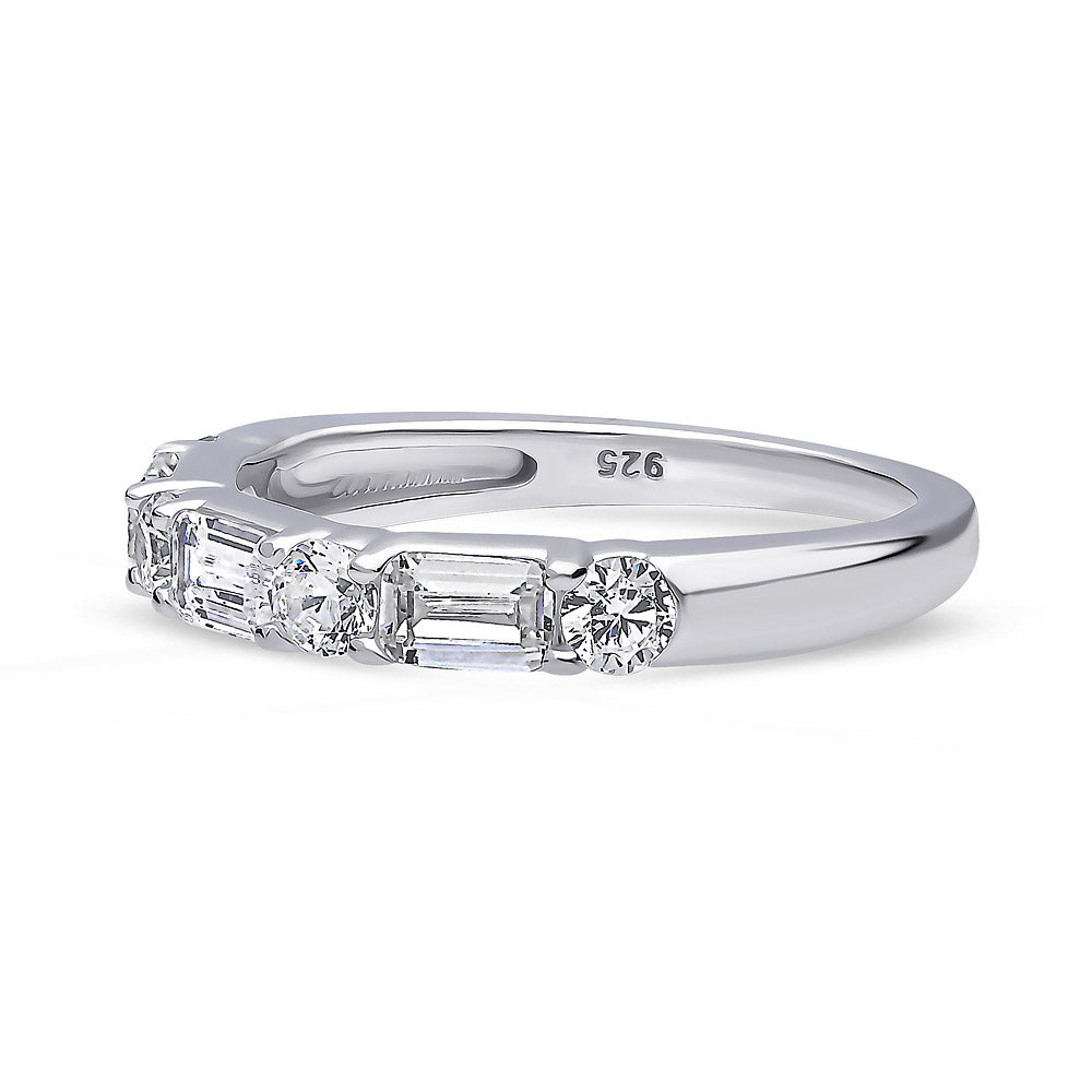 Angle view of Art Deco Pave CZ Eternity Ring in Sterling Silver, 5 of 7