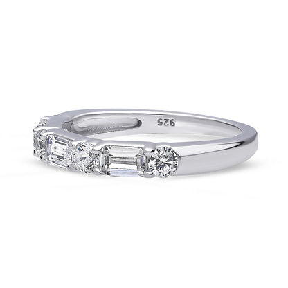 Art Deco Pave CZ Eternity Ring in Sterling Silver
