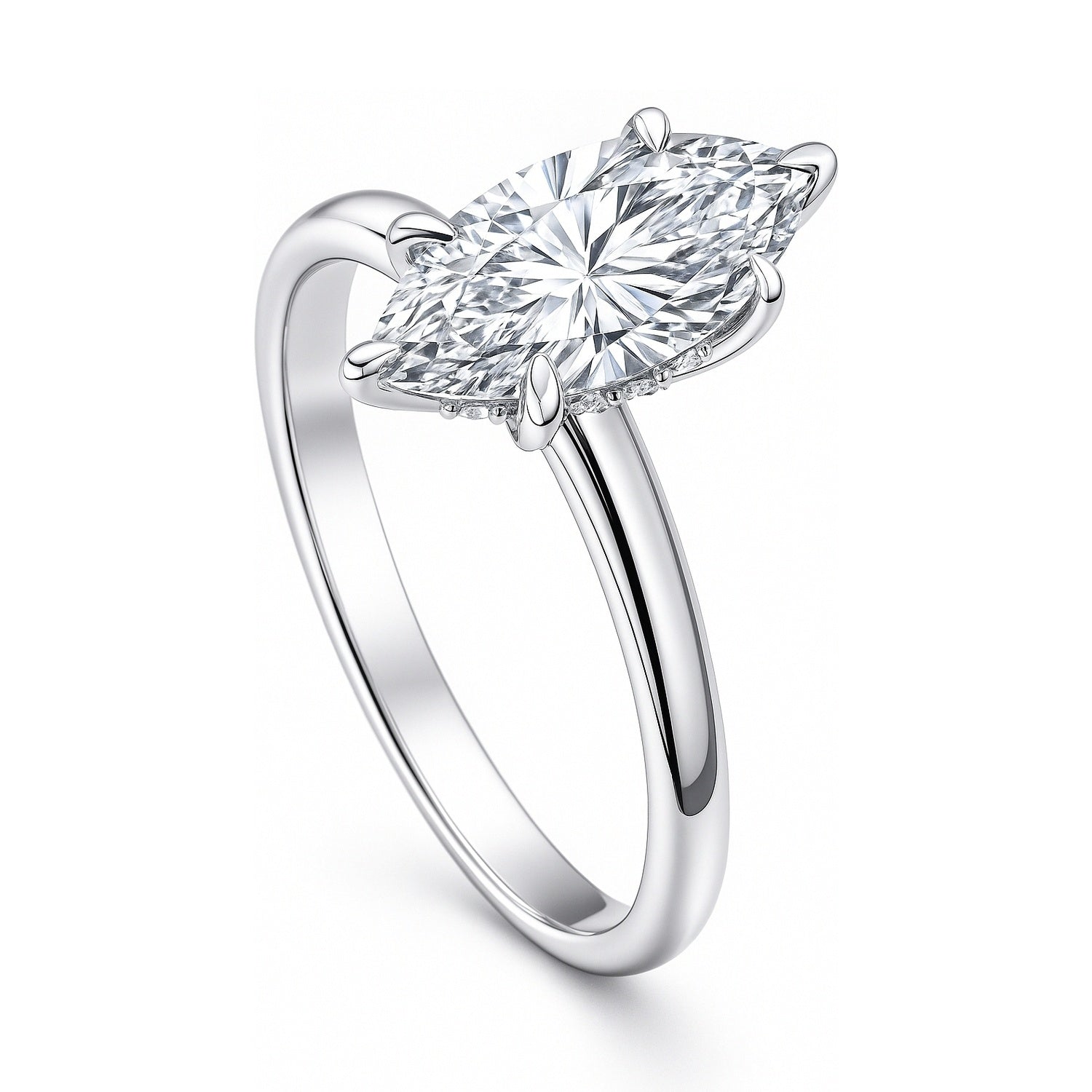 Solitaire 1.6ct Marquise CZ Ring in Sterling Silver, 4 of 10