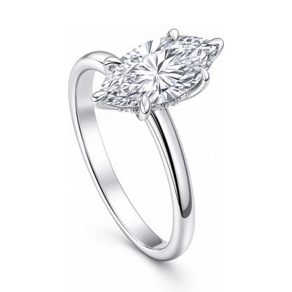 Solitaire 1.6ct Marquise CZ Ring in Sterling Silver
