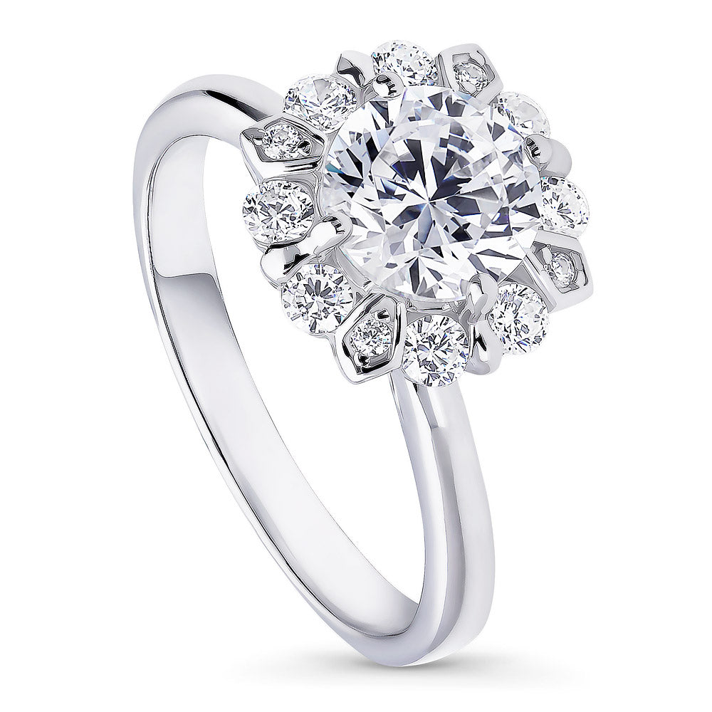 Front view of Halo CZ Ring in Sterling Silver, 4 of 11
