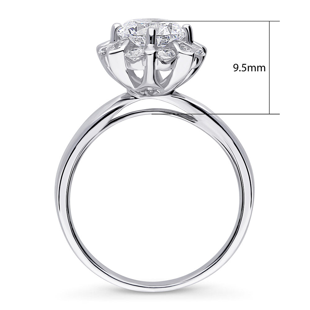 Alternate view of Halo CZ Ring in Sterling Silver, 8 of 11