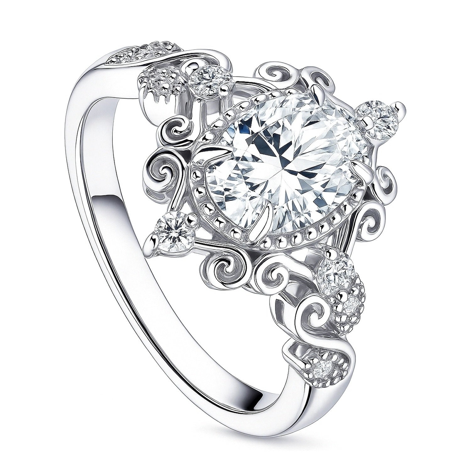 Filigree CZ Ring in Sterling Silver, 4 of 10