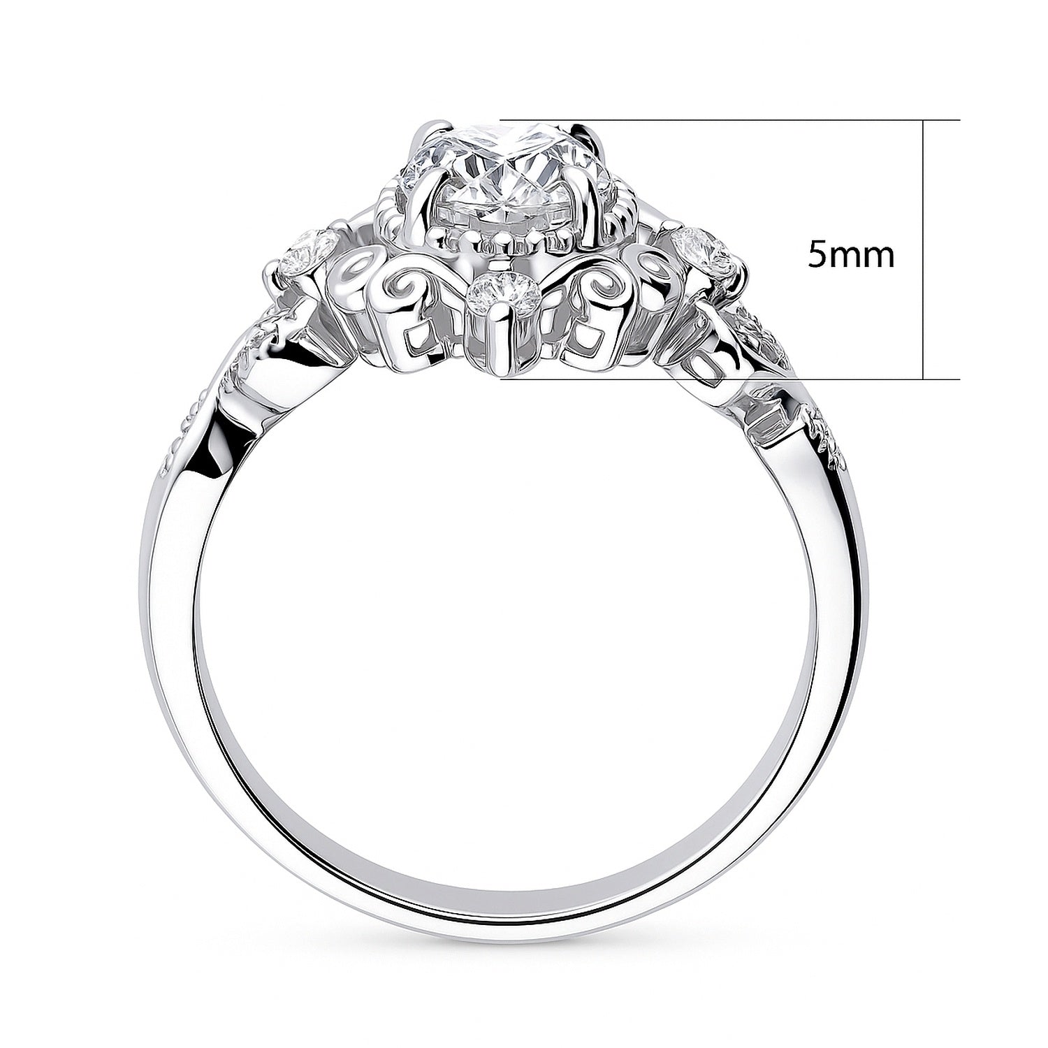 Filigree CZ Ring in Sterling Silver, 8 of 10