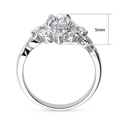 Filigree CZ Ring in Sterling Silver