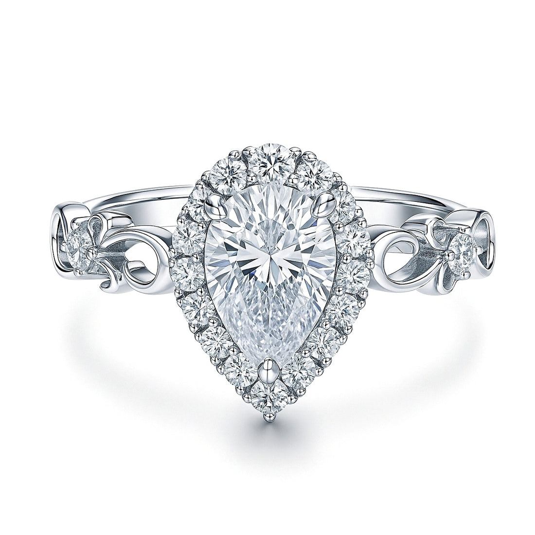 Filigree Halo CZ Ring in Sterling Silver