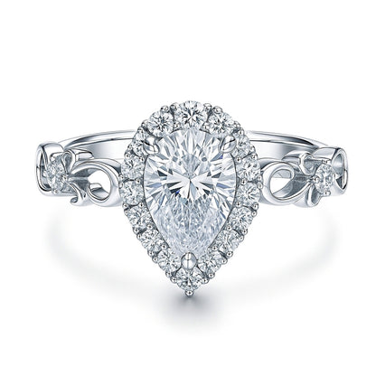 Filigree Halo CZ Ring in Sterling Silver