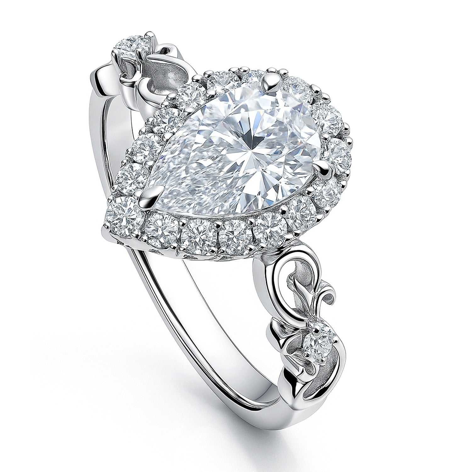 Filigree Halo CZ Ring in Sterling Silver, 4 of 10