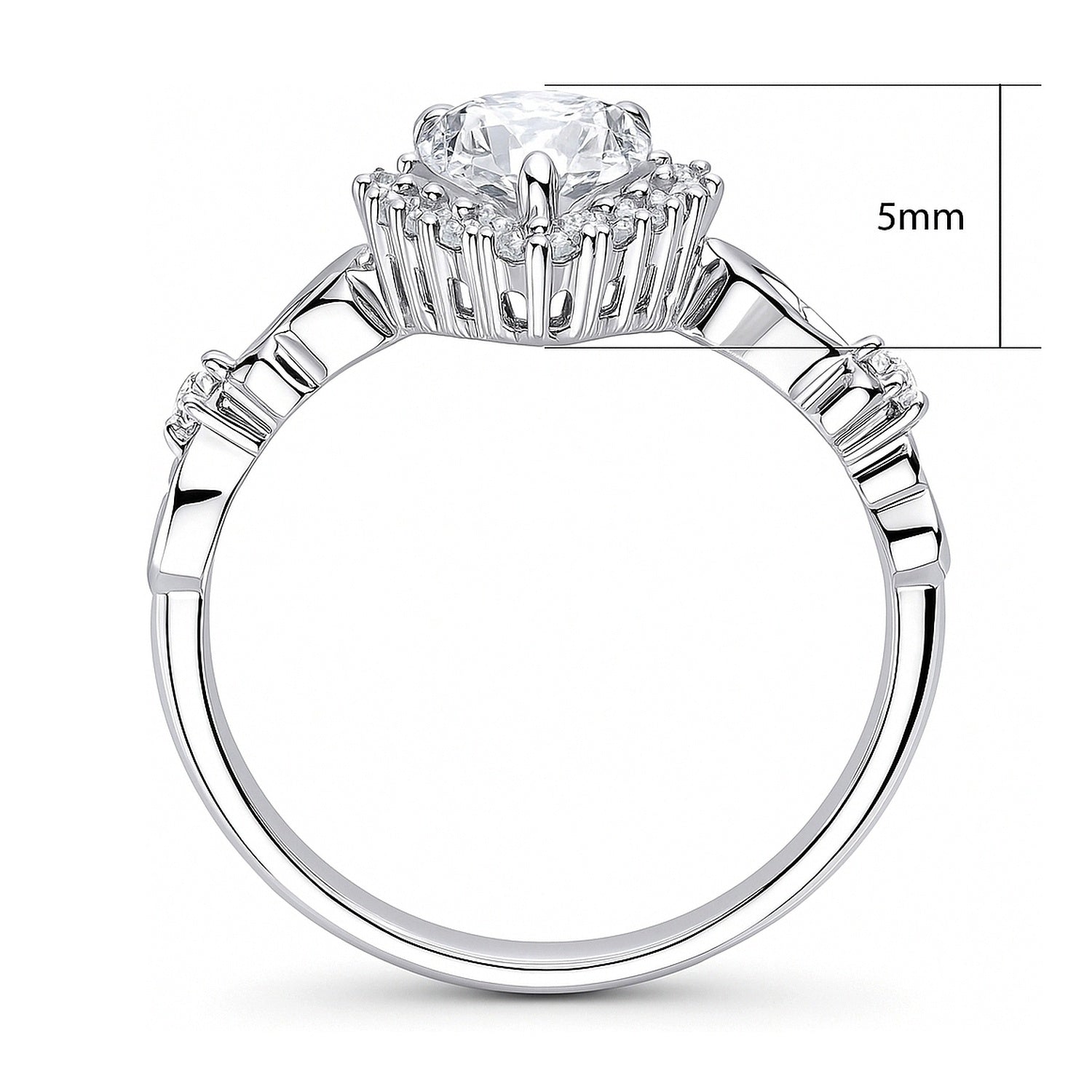 Filigree Halo CZ Ring in Sterling Silver, 8 of 10